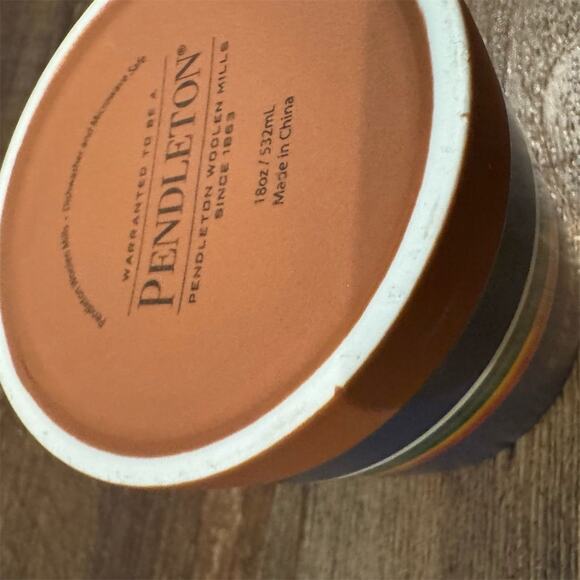 Pendleton Woolen Mills Blue Stoneware Coffee Mug 18oz Stripe National Parks READ - Picture 8 of 8